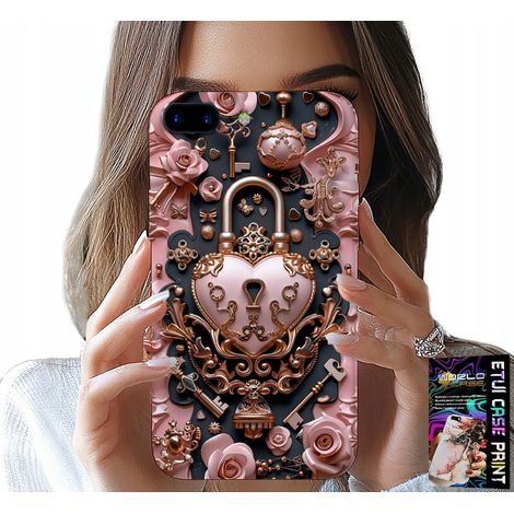 Hülle für iPhone (7 Plus) – feminine, modische Muster, Herz-Rosen-Vorhängeschloss (1/5)