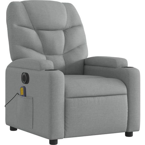 Poltrona relax TV reclinabile elettrica funzione massaggio 6 punti massaggio in tessuto grigio chiaro DEC027168
