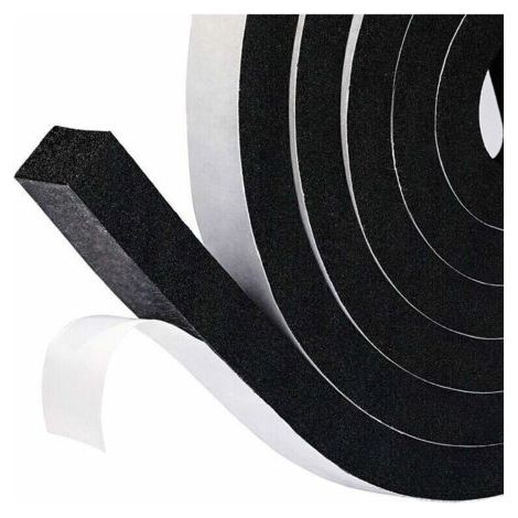 Pair Tür- und Fensterdichtung aus selbstklebendem Schaumstoff, Zugluftstopper für die Türunterseite, 15 mm x 8 mm x 2 m, Antikollisions- und Schallschutzdichtung, winddicht, schwarzer Schaumstoff, (1/5)