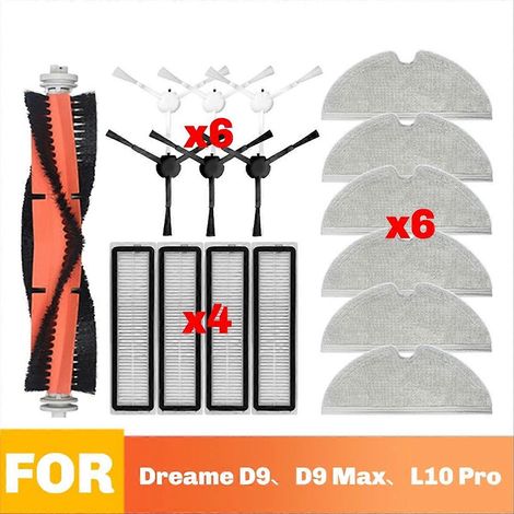 Pour D9, D9 Max, L10 Pro aspirateur robot pièces détachées Consumables brosse principale et latérale filtre HEPA chiffon de lavage accessoires (1/5)