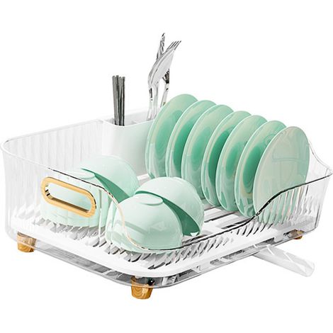 Égouttoir à vaisselle en plastique transparent blanc
