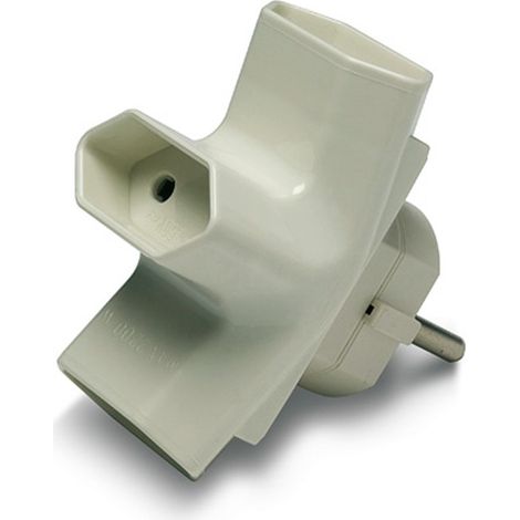Clavija triple bipolar 10a 250 v espigas 4,8 mm, retractilado