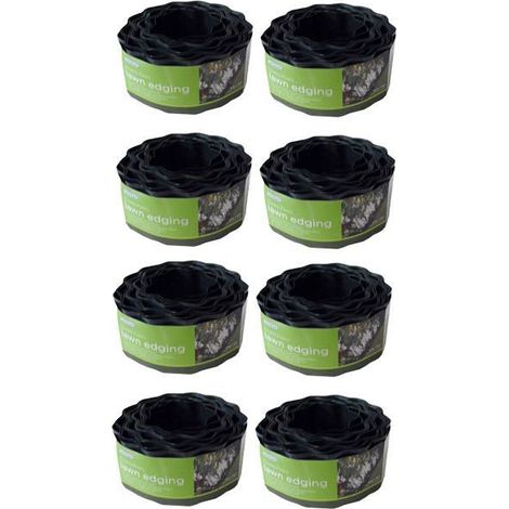 8 x Gardman 09005 9cm x 910cm 9.1m Plastic Garden Lawn Path Border Edging Roll (1/4)