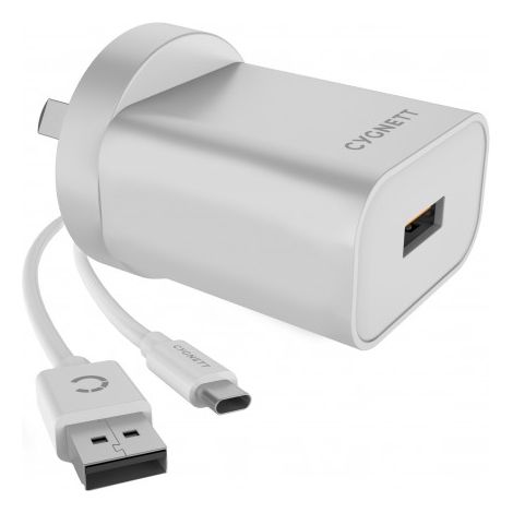 Powerplus usb qc 3.0 18w + usb-c zu usb-a kabel 1.5m - eu weiß