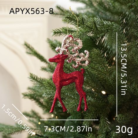 Décoration de Noël en plastique - Guirlande pendentif renne rouge et or - 30g (1/2)