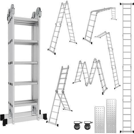 Wolketon 7 in 1 Scala pieghevole articolata 5.8m, ponteggio multifunzionale, distanziale da muro, scaletta, 2 piattaforme di lavoro