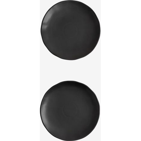 SKLUM 2er-Pack flache Teller aus Steingut Belvere Schwarz                                  