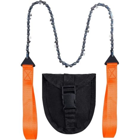 Seghetto tascabile con impugnatura in paracord, sega pieghevole, attrezzatura di emergenza per uso esterno, per campeggio, caccia, escursionismo, segatura di legno e potatura (arancione, (1/4)
