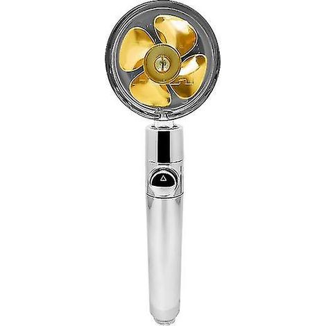 Turbogeladener Handbrausekopf, Propeller-Duschkopf, hoher Druck, wassersparend, Gold (1/4)