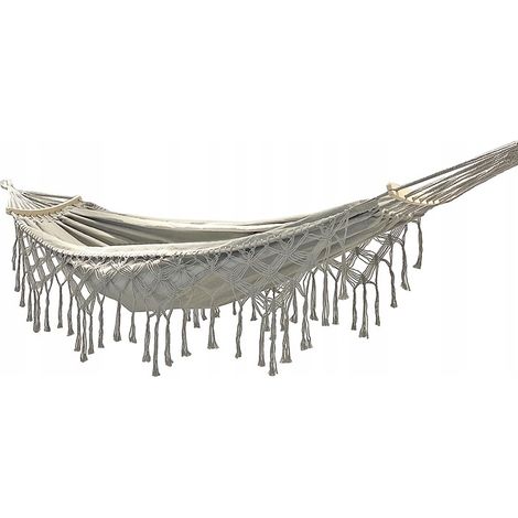 Hamaca de jardín de algodón con flecos estilo bohemio. (1/5)