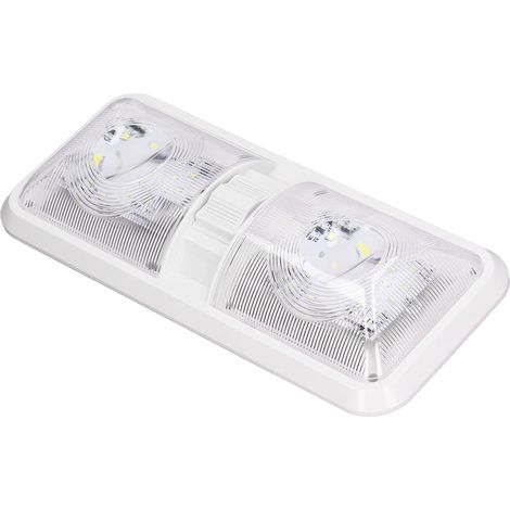 Plafonnier LED RV 2 Ampoules 600lm avec Interrupteur 3 Positions DC 12V pour Bateau Yacht Lumière Blanche 4000-4500K (1/5)