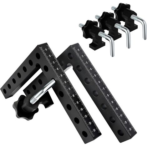 Abrazadera cuadrada de posicionamiento en ángulo recto de 90 grados, abrazadera de ángulo recto de aleación de aluminio, herramienta cuadrada de sujeción de esquina para carpinteros para cajas, armari (1/5)