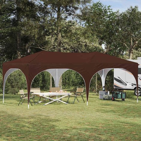 vidaXL Tenda per feste a pop-up 575 x 288 x 245 cm Marrone