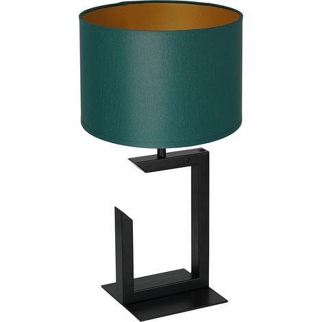 Lampe de table noire, abat-jour vert doré 45cm E27