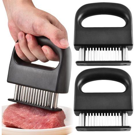 Lot de 2 attendrisseurs de viande - Avec 48 lames en acier inoxydable - Outil de cuisine pour tendre le bœuf, le porc, le poulet (1/5)