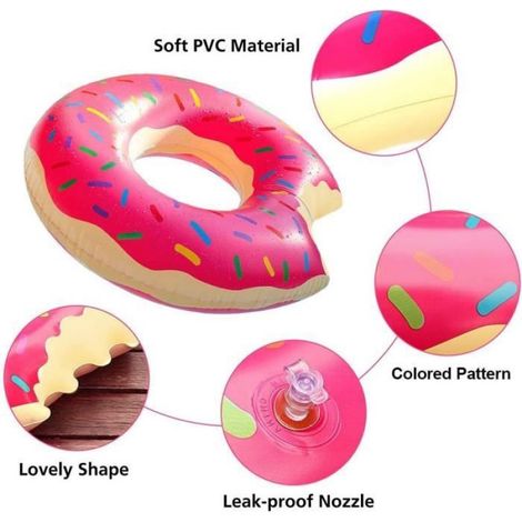 Bouée Donut - 120 cm - Vinyle - Piscine Plage Lac - 1 pièce (1/4)
