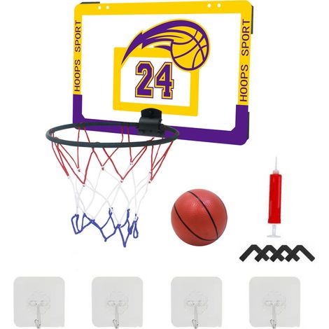 Support mural pour panier de basket taille 7, kit complet intérieur extérieur pour enfants adolescents filles garçons Lakers (1/5)