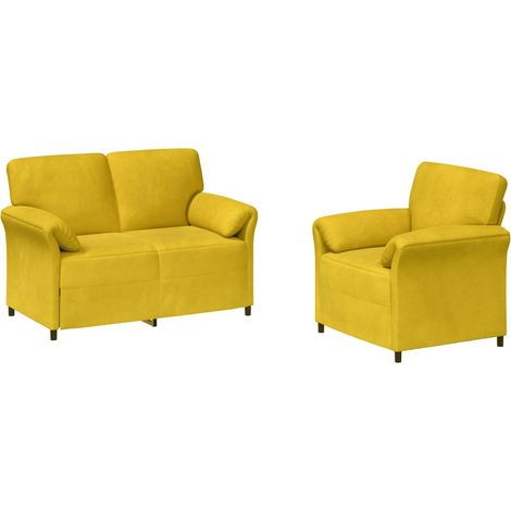 Ensemble de Canapés 2 pc Jaune Velours vidaXL (1/5)