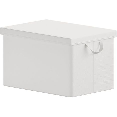 WOLTU Set de 1 Caja de Almacenamiento Plegable Caja Contenedor Cesta con Asas Tela Blanca 20L