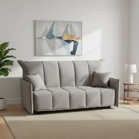 Talamo Italia Canapé Allegra, Canapé 3 places, 100% Made in Italy, Canapé de salon avec ouverture trolley avec ouverture trolley, en tissu matelassé, avec oreillers inclus, Cm 165x90h85, Gris, avec em (1/5)