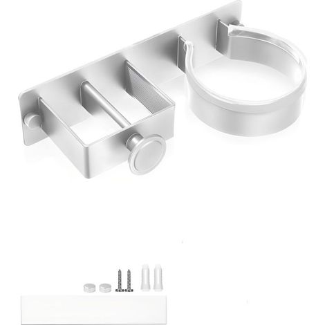 HOXILEELEO - Support mural pour lisseur, en acier inoxydable argenté, support pour sèche-cheveux et fer à friser, support pour lisseur de salle de bain, organisateur d'outils (1/5)