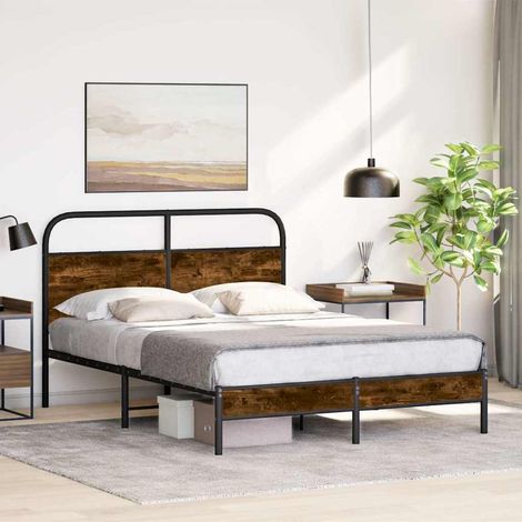 Bettgestell ohne Matratze 120x190 cm Räuchereiche Holzwerkstoff