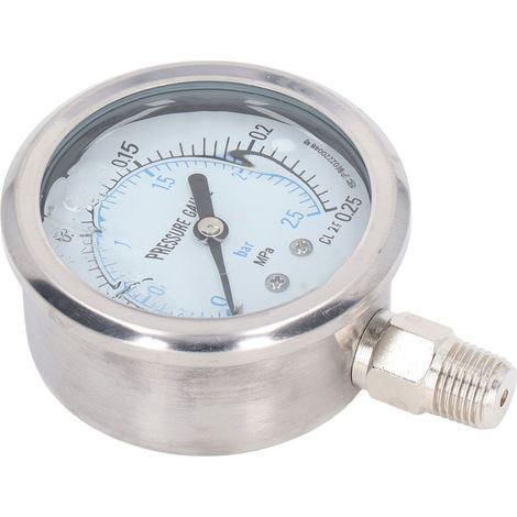 Manomètre à vide radial antichoc en acier inoxydable pour usage industriel et domestique, filetage NPT 1/4", 0 à 0,25 MPa (1/5)