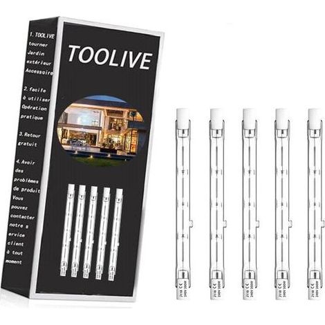 Dimmable R7S 118mm 300W Ampoule Halogène Crayon AC220-240V 5900lm J118 Projecteur Halogène Linéaire pour l’éclairage de paysage, sécurité, lampadaire (Lot de 5, Blanc Chaud 2800K) [Classe énergétique (1/5)