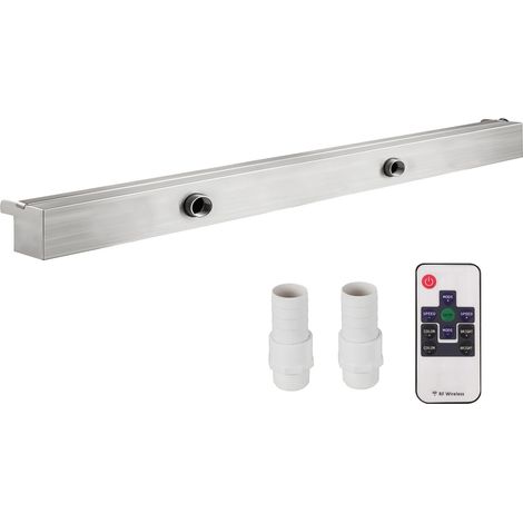 Fontaine murale en acier inoxydable avec bandeau LED, 35,4" x 4,5" x 3,1", pour bassin de jardin, intérieur et extérieur (1/5)