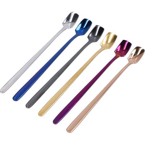 15 cm Dessertlöffel-Set, 6-teilig, Edelstahl 304, langer Griff, verdickter Löffel zum Rühren von Eiscreme und Desserts (1/5)