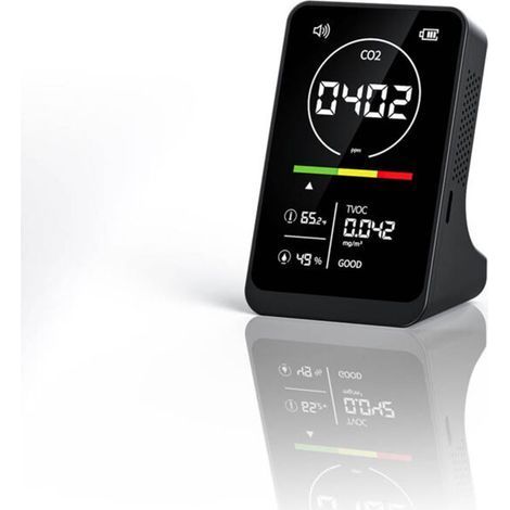 Compteur qualité d’air 4 en 1 CO2 TVOC, testeur portable température et humidité, capteur NDIR, affichage numérique avec fonction alarme,de (1/4)
