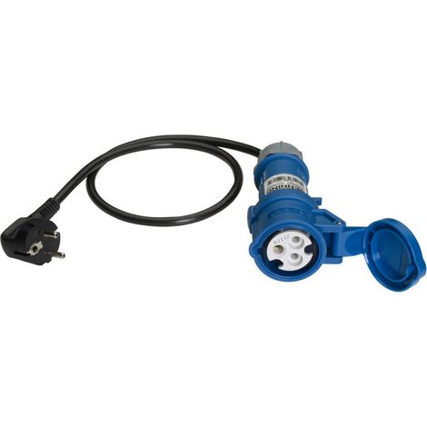 Benning 044144 Messadapter Schutzkontakt-Stecker - CEE-Cara-Kupplung Blau (1/2)