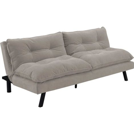Sofá cama convertible AZENA 3 plazas en tela chenilla – Beige y negro – 190 x 80 x 90 cm (1/5)