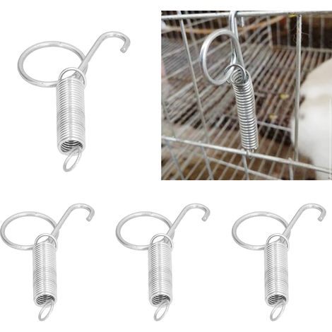 20 Crochets à Ressort pour la Fixation des Portes de Cages, Crochets à Ressort Multifonctionnels pour la Fixation des Portes de Cages pour Lapins. (1/5)