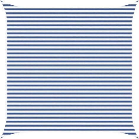 Voile d'ombrage bleue et blanche, 4,5 x 4,5 mètres, 100% polyester Oxford. (1/5)