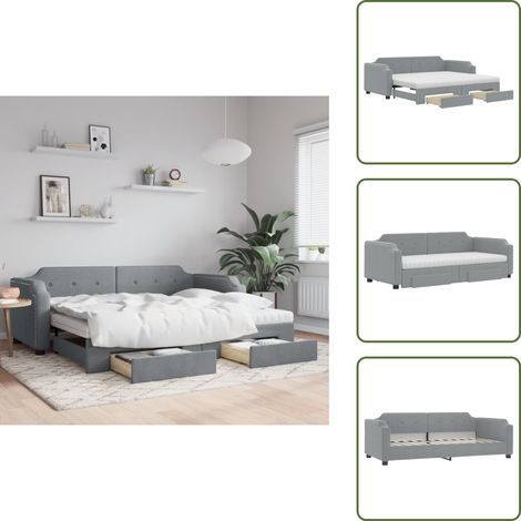 Cama con cajones - vidaXL Sofá cama nido con cajones tela gris claro 100x200 cm - Almacenamiento