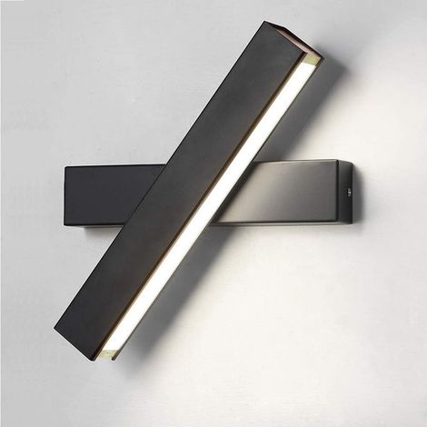 Wandleuchte Innen, LED 12W Kaltweiss Wandlampe 360 Grad drehen Wandbeleuchtung Acryl für Schlafzimmer, Wohnzimmer, Flur, Treppe (Schwarz)