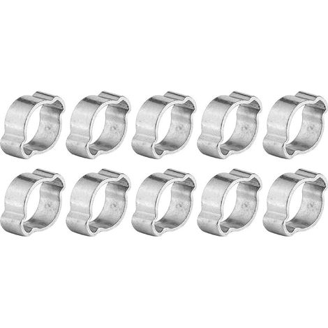 10pcs Stainless Steel Zinc Plated Two Ear Hose Clamp for Fuel Pipe Tube (15-18mm) (1/5)
