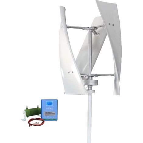 Aerogenerador de eje vertical, potencia de salida de 2000 W, con control híbrido, 48 V, blanco. (1/2)