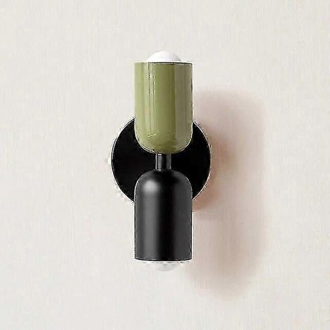 Lámpara de pared nórdica de hierro E27, colorida, decoración de pared, interior, verde, para hotel, sala de estar, luz LED, moderna, decoración del hogar (sin enchufe, 2700-3500K)