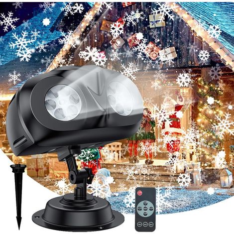 1 Projecteur LED Flocons De Neige, Télécommande 10m, Minuterie, IP65, Extérieur Intérieur (1/5)