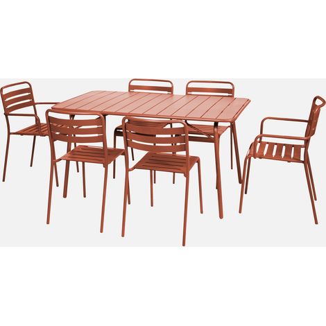 Mesa de jardín plegable de metal con 2 sillones y 4 sillas (1/5)