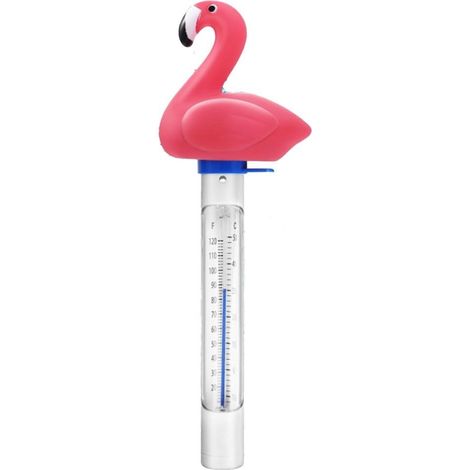Thermomètre de piscine flottant flamant rose avec corde – Jauge de température de l'eau facile à lire pour piscine, spa, jacuzzi, utilisation en extérieur, incassable, 24 cm (1/5)