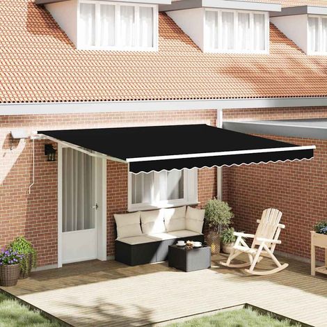 Toldo retráctil Negro 400 x 300 cm Tela y Aluminio