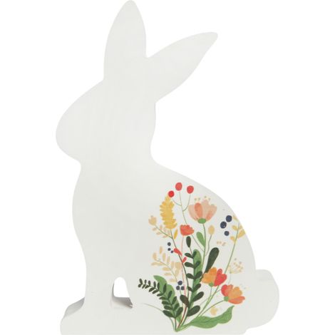 Conejo de Pascua de madera con decoración, 19 cm. (1/4)