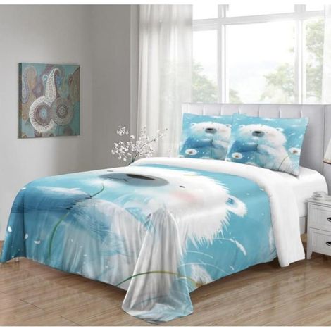 1 Kit Literie Ours Polaire 220x240cm Impression 3D Taie Oreiller Fermeture Éclair Enfants (1/4)