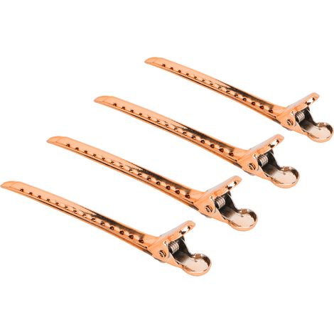 Lot de 12 pinces à cheveux bec de canard, grand angle d'ouverture, force de serrage accrue, outil de coiffure pratique et durable, or rose (1/5)