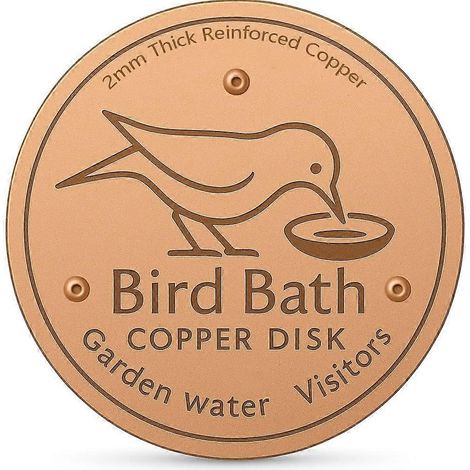 Disques de cuivre pour bain d'oiseaux (lot de 2) : disques de purification en cuivre pur pour une eau toujours fraîche en extérieur. (1/5)