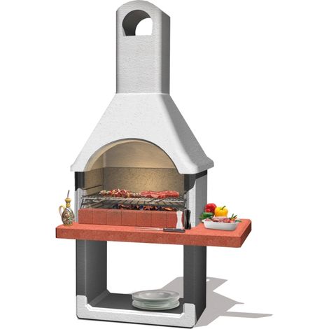 barbecue a carbonella in cemento sarom fuoco "milano" 88x58x197,3 cm