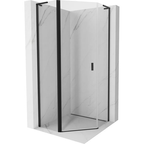 Mexen Mist L cabine de douche pentagonale pivotante 100 x 100 cm, transparent, noir - 8A8L-100-100-70-00 (1/5)